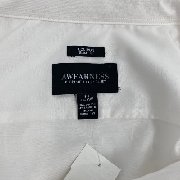 Kenneth Cole White Long Sleeve Button-Up Linen Dress Shirt | OS - Picture 3 of 4
